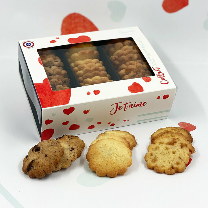 Coffret personnalis pour la Saint-Valentin avec assortiment de biscuits