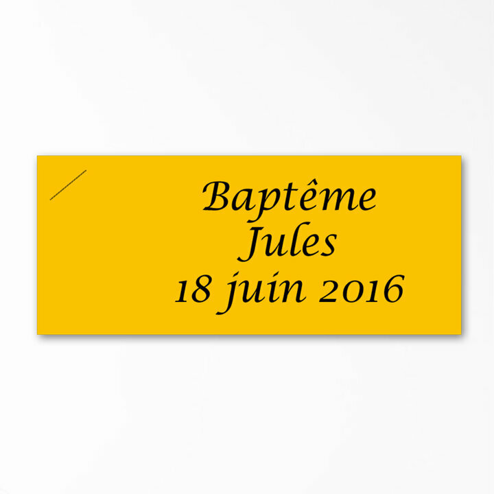 Etiquette cartonne jaune personnalise texte