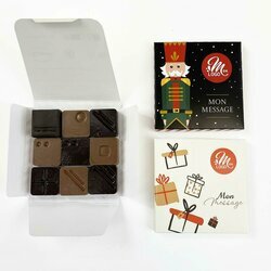 Carr 9 chocolats avec choix du design, du message et ajout de votre logo d'entreprise