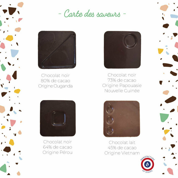Carte des saveurs chocolats carrs Origine