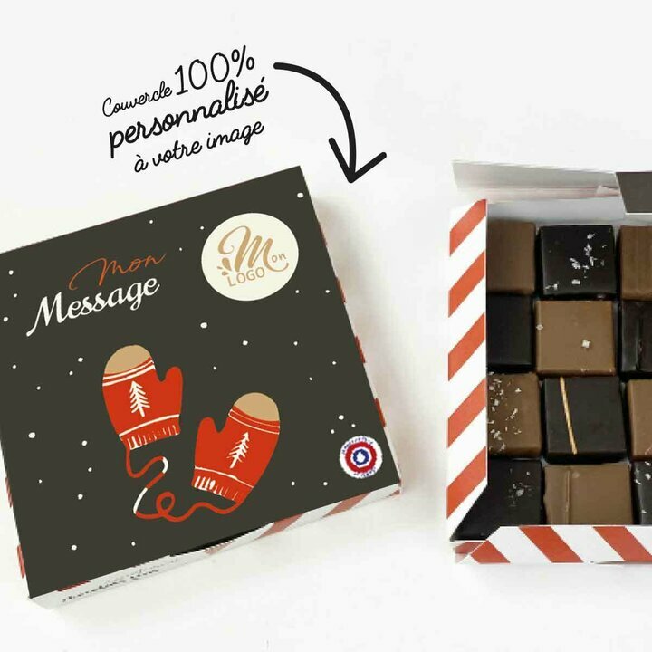 Coffret luxe 16 chocolats personnalisable pour les entreprises