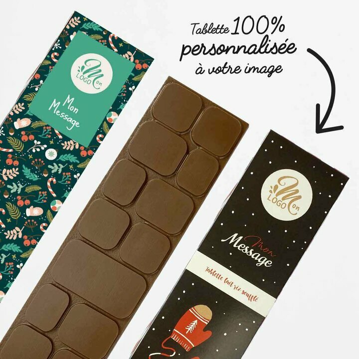 Tablettes de chocolat  personnaliser avec un logo et eun message d'entreprise