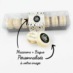 Coffret de 8 macarons  la vanille Personnaliss avec logo et message
