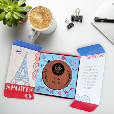 Ecrin et Médaille en chocolat PARIS SPORTS entreprise