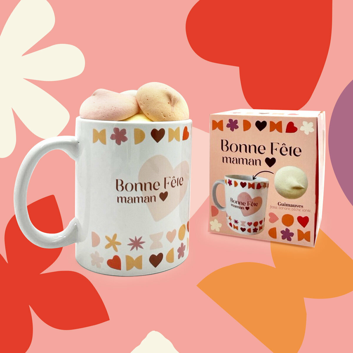 Mug personnalisé Bonne fête maman et Guimauves Fabrication Artisanale
