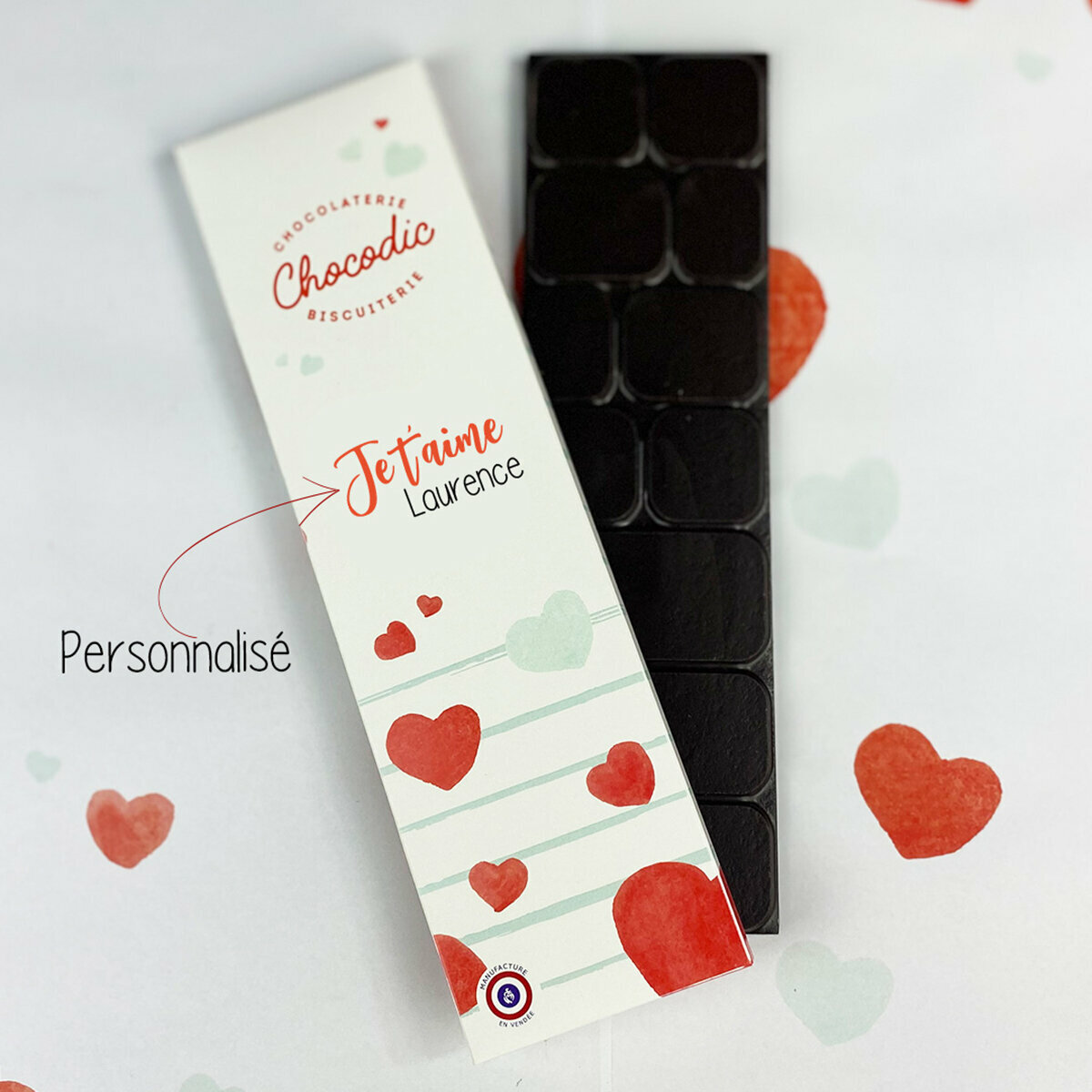 Tablette de chocolat personnalisée Saint Valentin