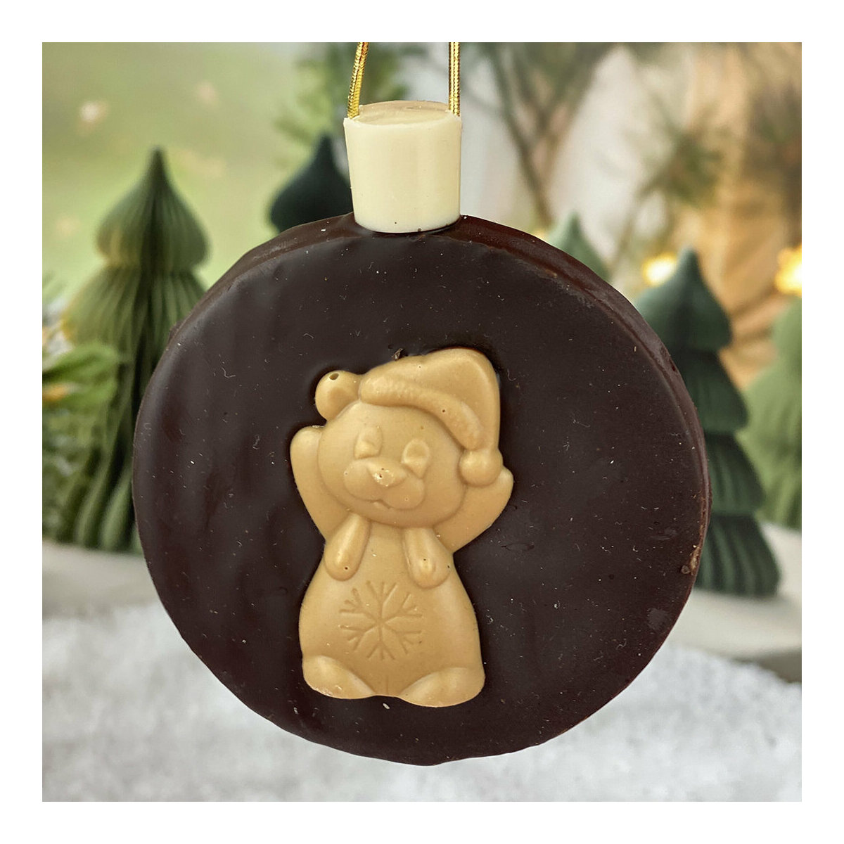 Boule de Noël en chocolat noir avec message personnalisable