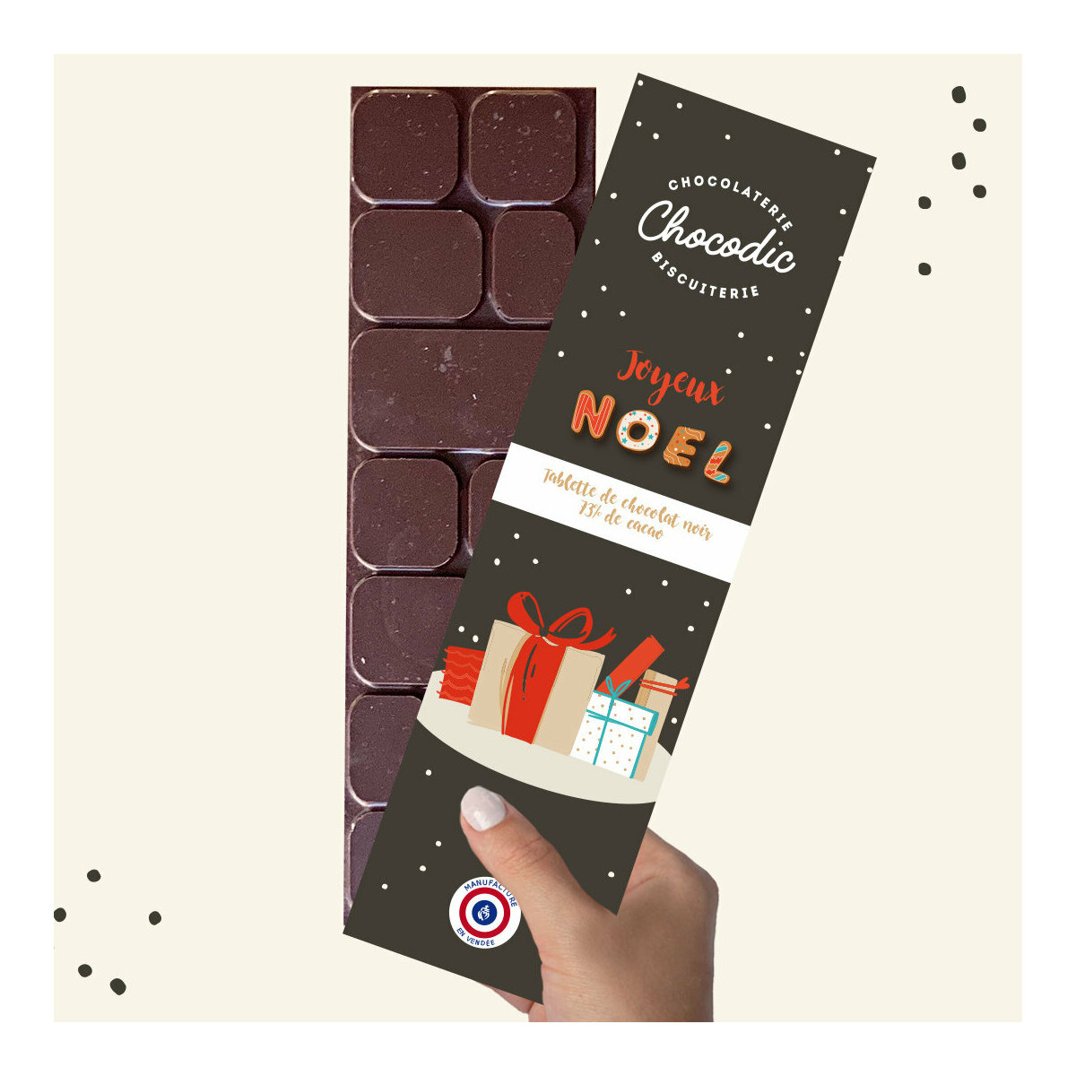 Box Cadeau Chocodic de Noël avec 4 Gourmandises Chocolat Biscuits et Caramel