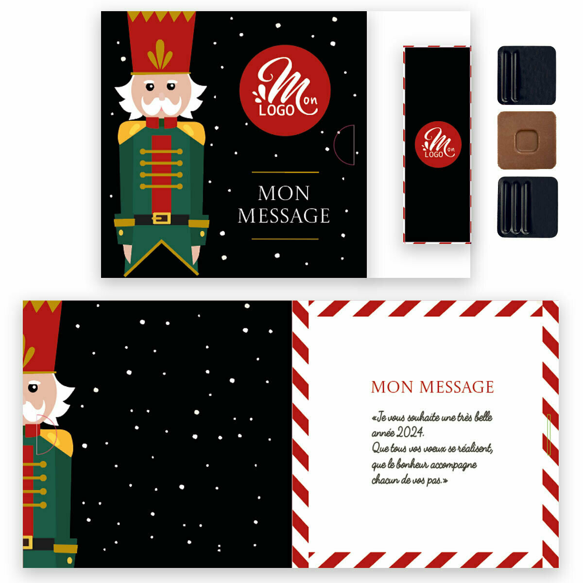 Carte de Voeux 3 Chocolats Personnalisable Entreprise avec Logo et Message