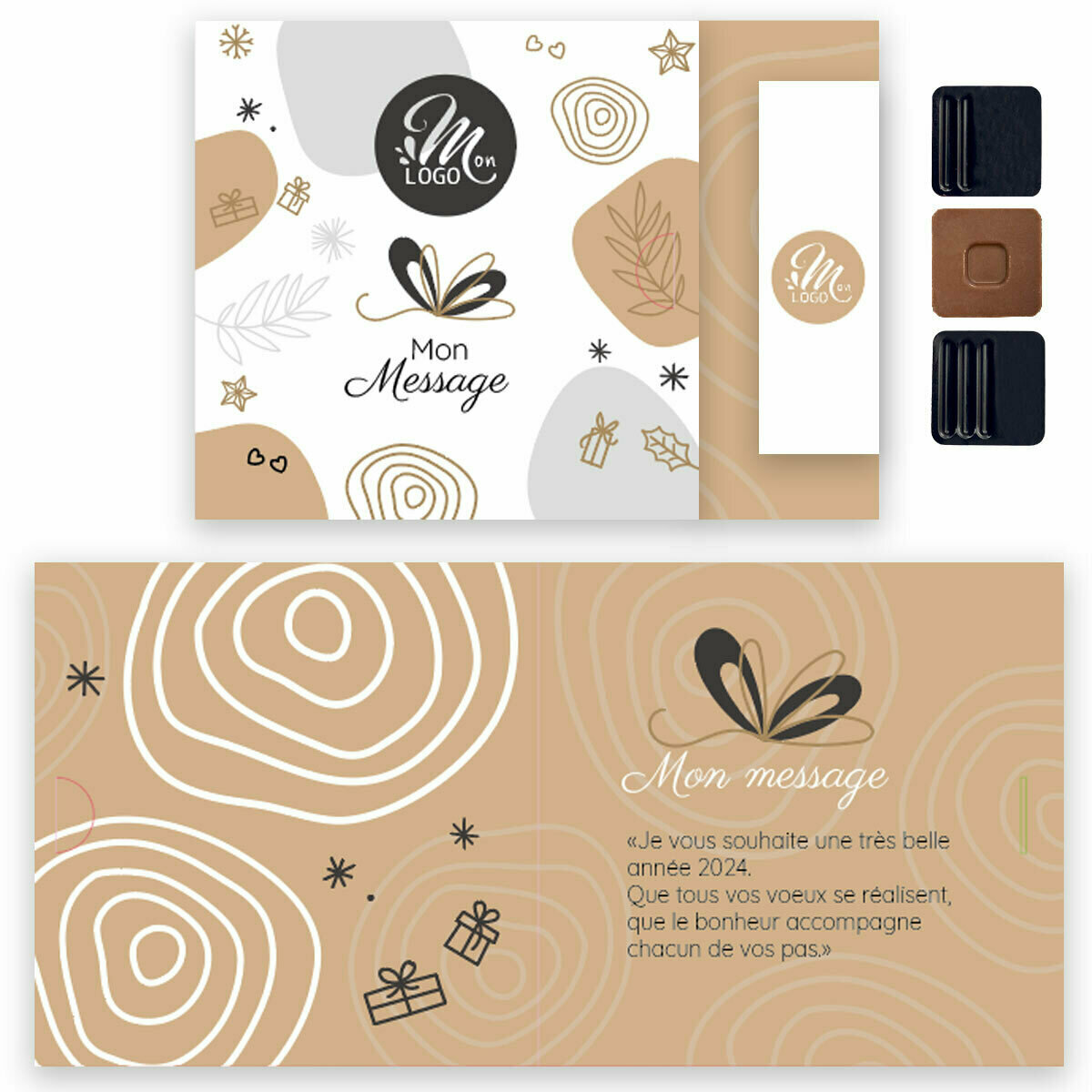 Carte de Voeux 3 Chocolats Personnalisable Entreprise avec Logo et Message