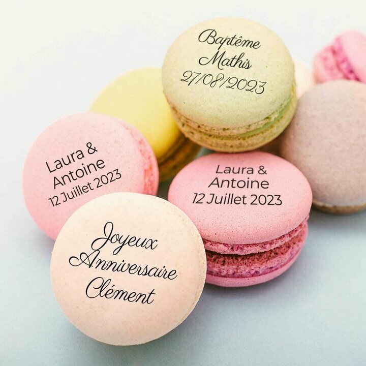 Macarons personnaliss avec du texte