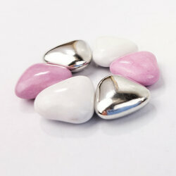 Drages mini coeur blanc, rose nacr, argent