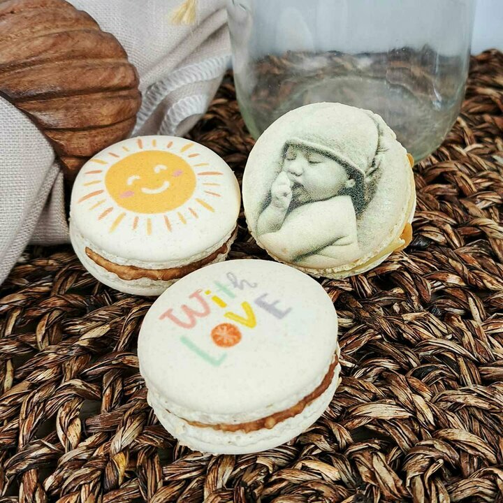 Macarons personnaliss avec des photos et des illustrations