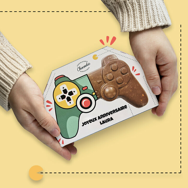 Coffret de la manette de jeu en chocolat personnalis avec votre texte