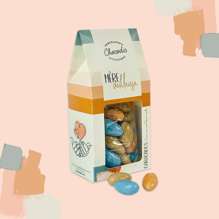 Bote de drages caramel carachocs personnalise "Mre Veilleuse" pour la fte des mres