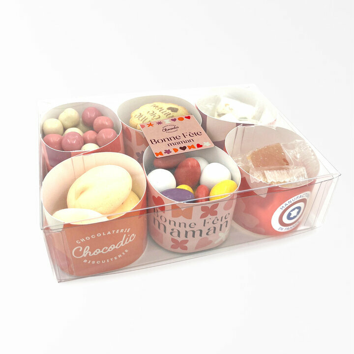 Coffret de 6 timbales de gourmandises personnalis "Mre Veilleuse" pour la fte des mres