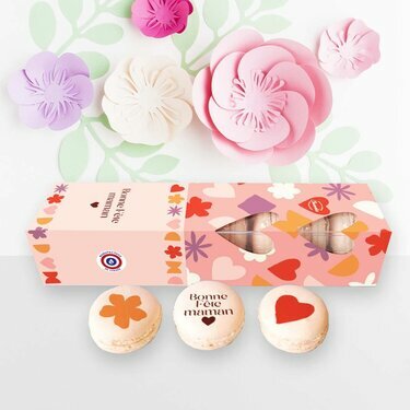 Coffret 8 macarons Bonne fête maman