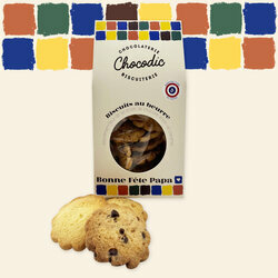 Bote personnalis pour la fte des pres compose de biscuits nature, caramel et chocolat