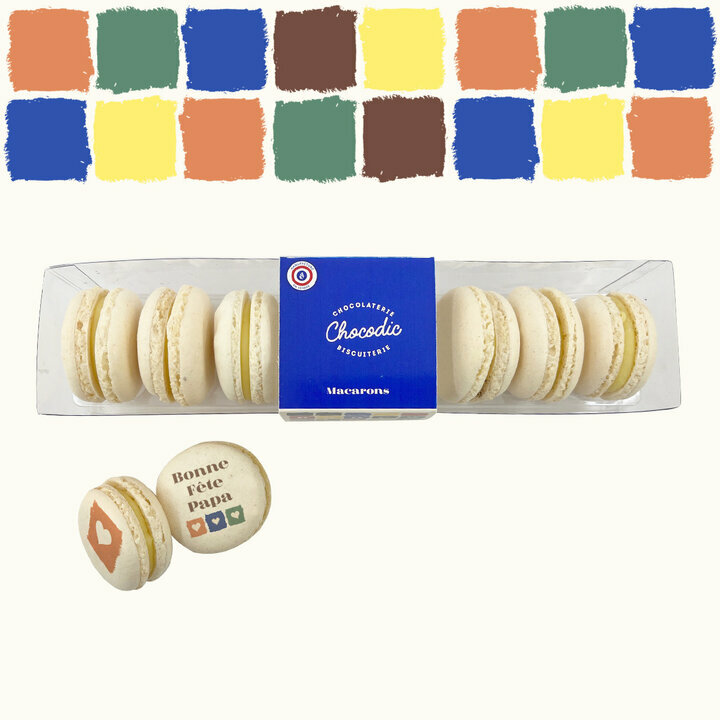 Coffret de macarons personnaliss pour la fte des pres 