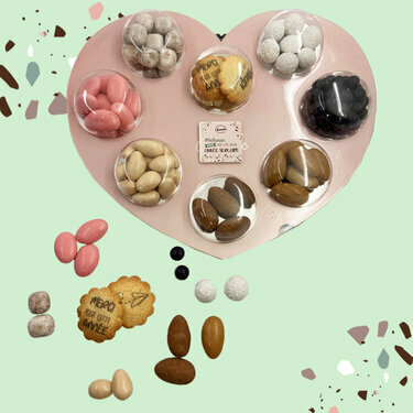 Coffret coeur palette 8 gourmandises personnalisés Fin d'année scolaire