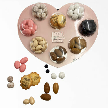 Coffret coeur palette 8 gourmandises personnalisés Fin d'année scolaire