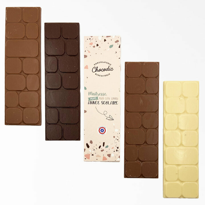 Tablettes de chocolat lait, noir, lait-caramel et blanc