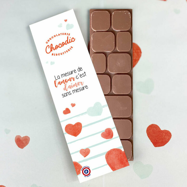 Tablette de chocolat lait personnalisé pour la Saint-Valentin