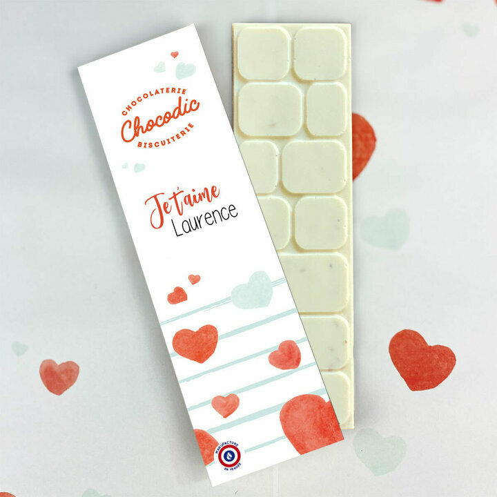 Tablette de chocolat blanc de la Saint-Valentin à personnaliser