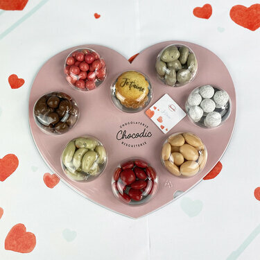 Coffret coeur palette 8 gourmandises Saint-Valentin