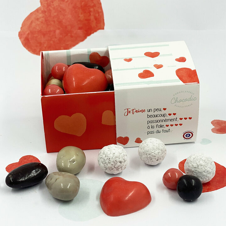 Coffret de gourmandises petit modle personnalis pour la Saint-Valentin