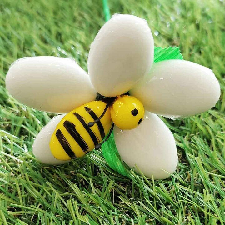 Fleurs de drages avec abeille blanc