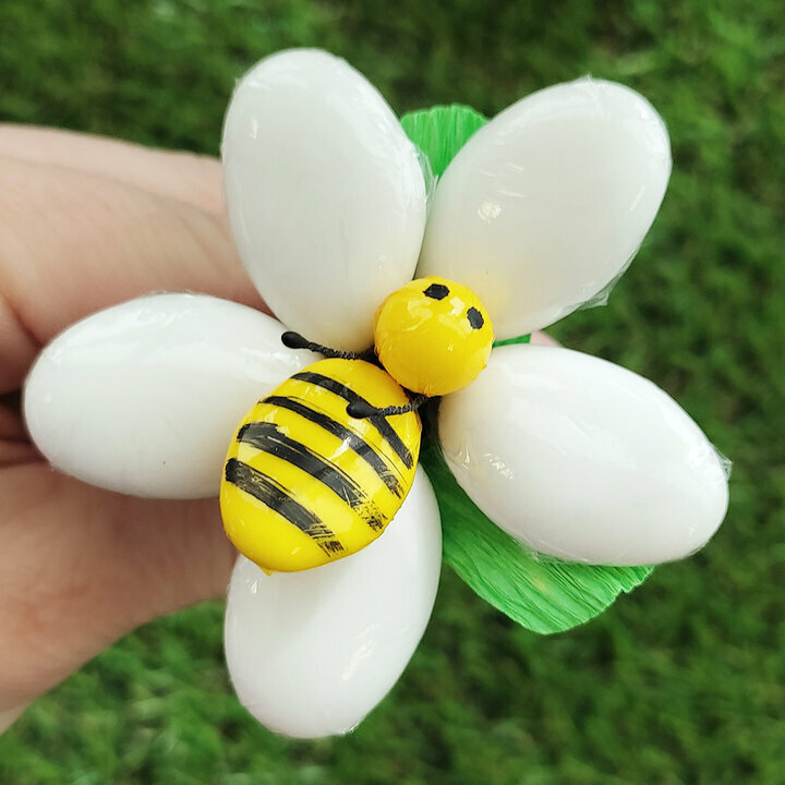 Zoom fleurs de drages avec abeille blanc