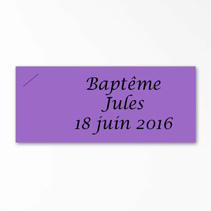Etiquette cartonnée violet personnalisée texte