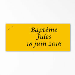 Etiquette cartonnée jaune personnalisée texte