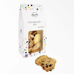 Bote personnalis avec votre message compose d'un assortiment de 3 saveurs de biscuits