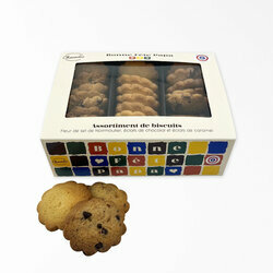 Coffret de biscuits nature, caramel et chocolat personnalis pour la fte des pres