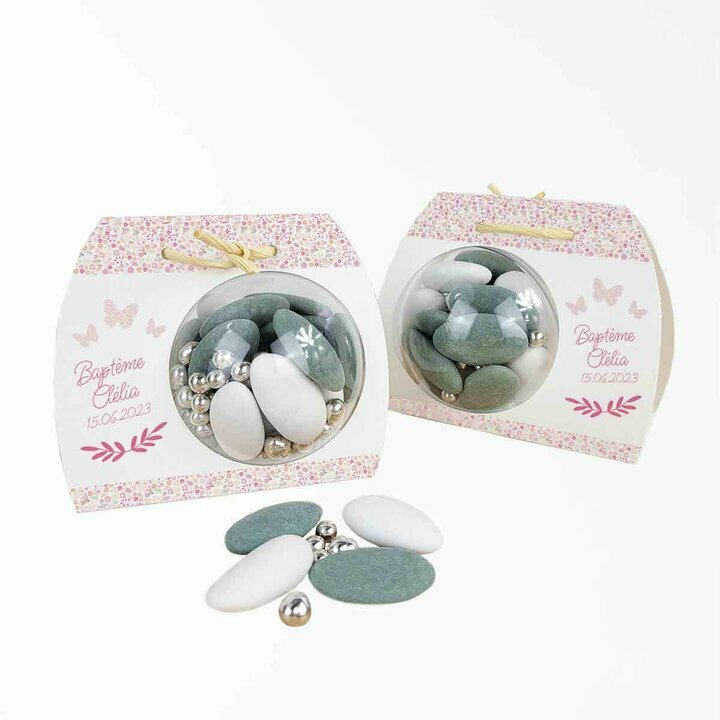 Ballotin boule personnalisable sur le thme "Papillons Liberty"