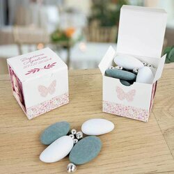Bote cube personnalise avec une photo et du texte sur le thme "Papillons Liberty"