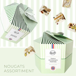 Coffret de nougats emball� individuellement personnalis� avec votre message