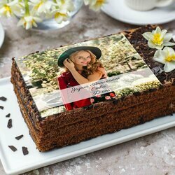 Plaque modelable rectangle en chocolat personnalise avec votre photo et votre texte