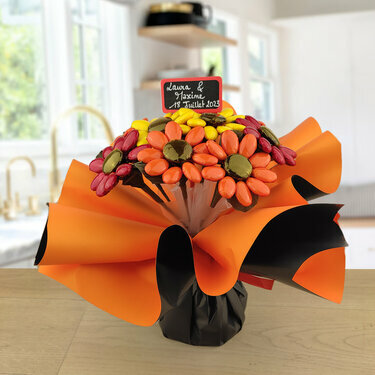 Bouquet de fleurs de dragées orange