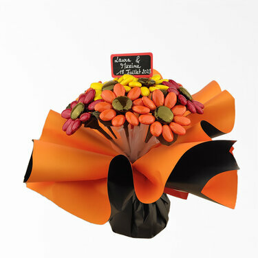 Bouquet de fleurs de dragées orange