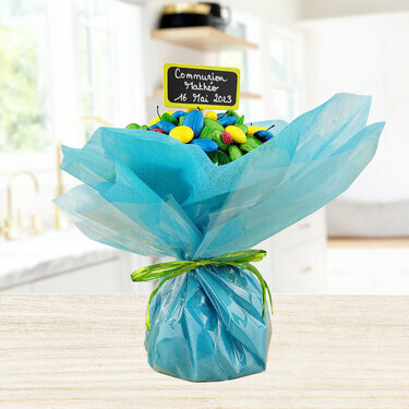 Bouquet de fleurs de dragées bleu