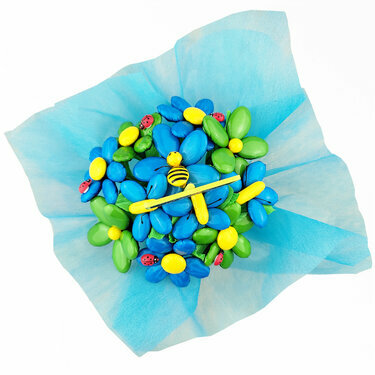 Bouquet de fleurs de dragées bleu