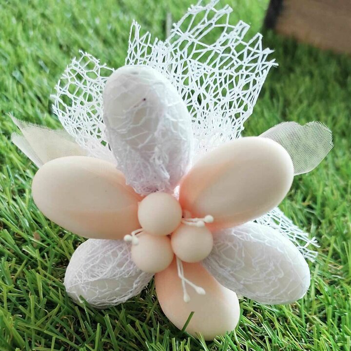Fleurs de drages marguerite tulle saumon