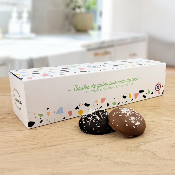 coffret boule guimauve noix de coco enrob de chocolat