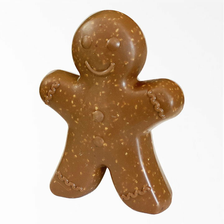 Bonhomme en chocolat lait de nol aux clats de noisettes