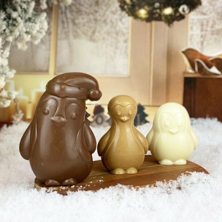 Famille Pingouin en chocolat de Noël