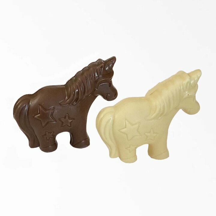 Lot de 2 licorne en chocolat lait et blanc