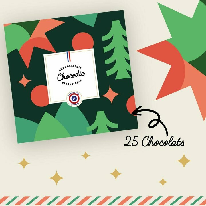 Coffret Pralins et Ganaches - 25 chocolats, coffret vue de dessus